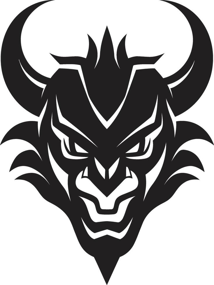 Shadowy Oni Face Minimalistic Black Sleek Oni Mask Stylish Black vector