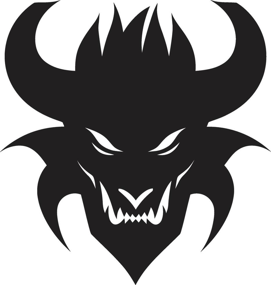 Black Oni Face Symbol Contemporary Art Intricate Oni Head Emblem Noir Styled Black vector