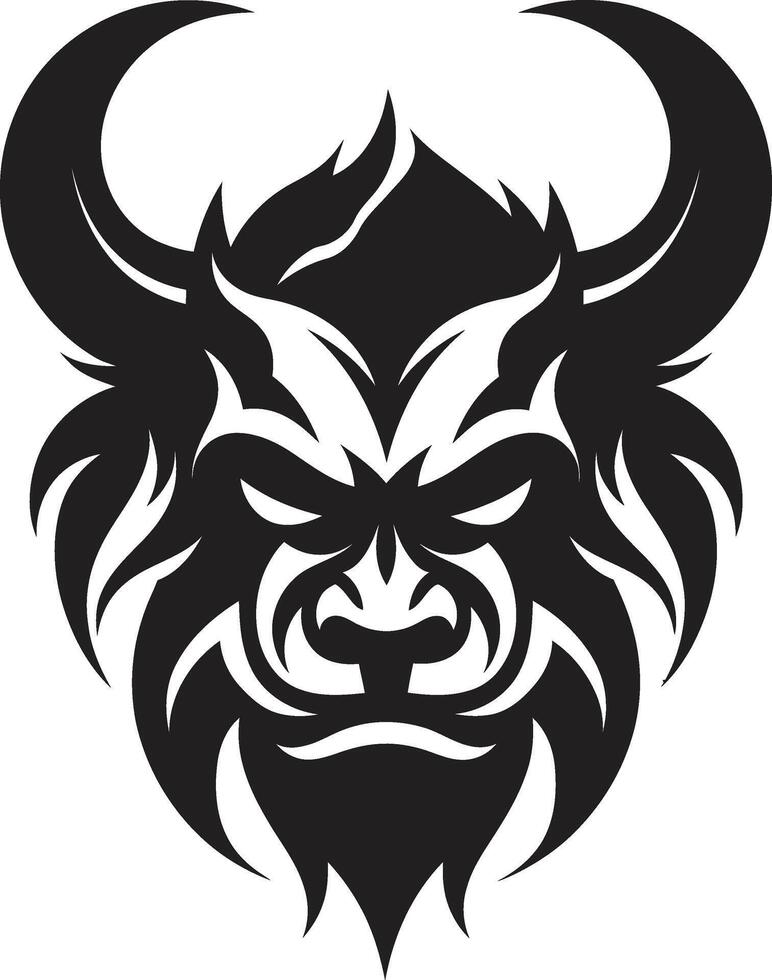 Shadowy Oni Head Contemporary Black Oni Face Mysterious Black vector