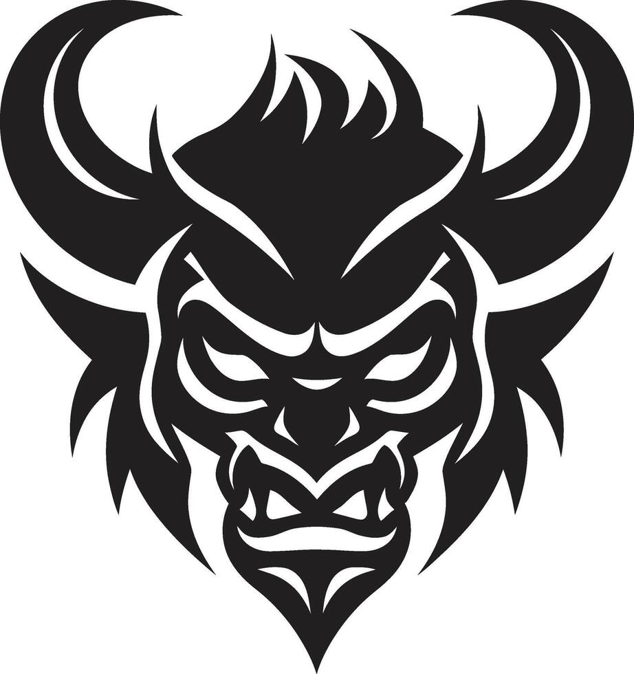 Shadowy Oni Graphic Minimalistic Black Emblem for Modern Branding Noir Inspired Oni Stylish Illustration with Japanese Flair vector