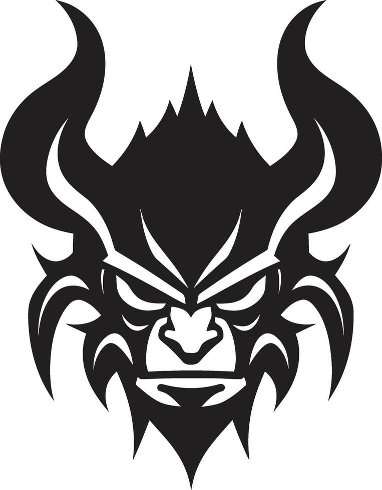 Chic Oni Mask Graphic Stylish Black Dark Oni Face Symbol Minimalistic Black Emblem vector