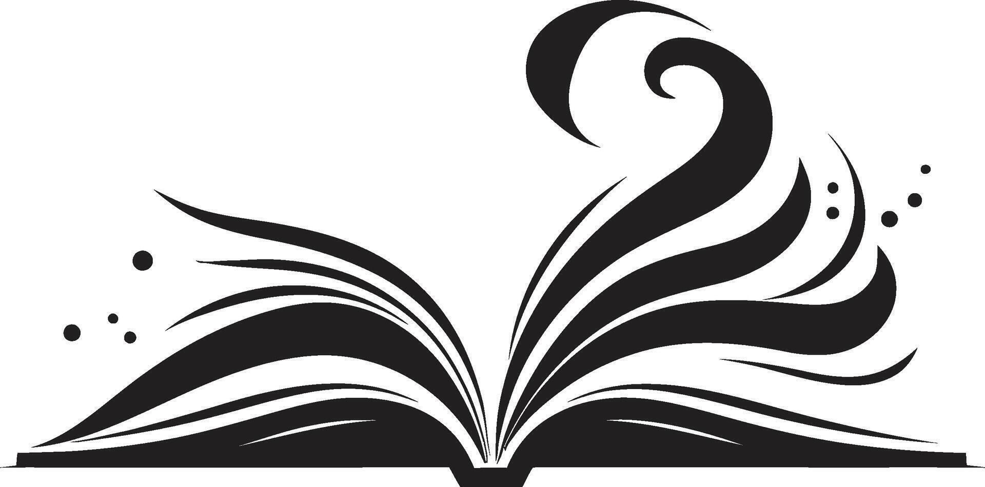 Opened Book Graphic Elegant Black with Book Noir Knowledge Emblem Contemporary Black with Open Book vector
