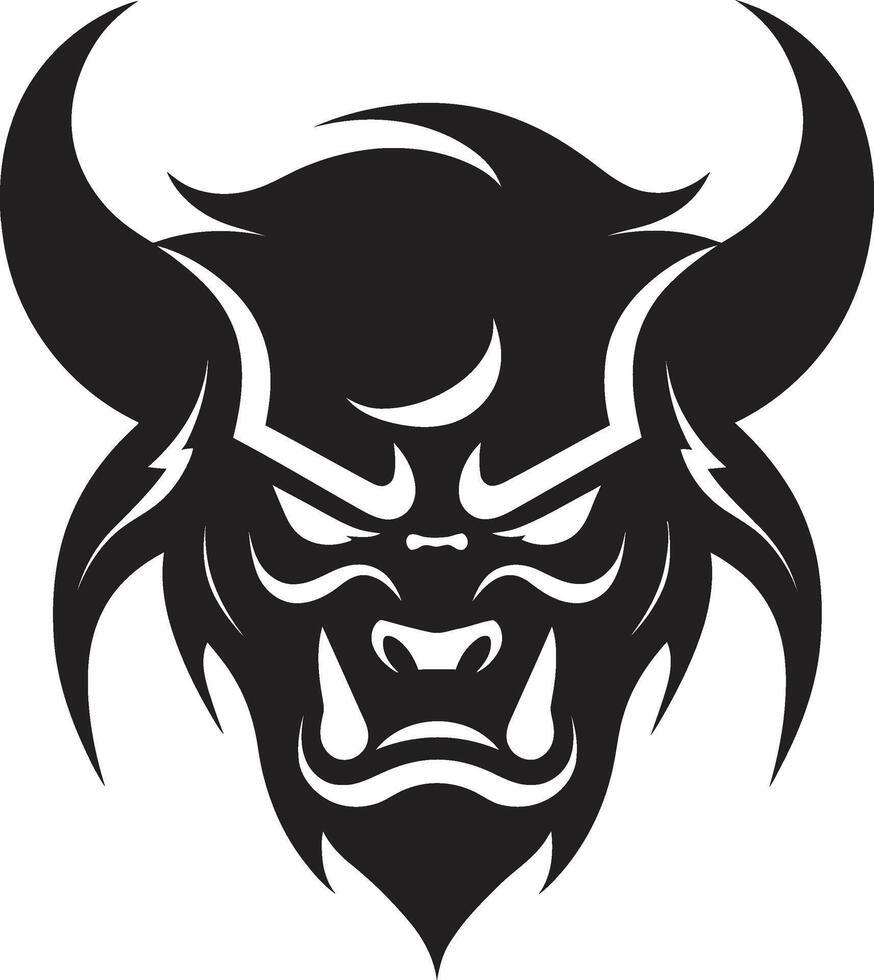 Mystical Oni Sleek Black Chic Oni Mask Graphic Stylish Black vector