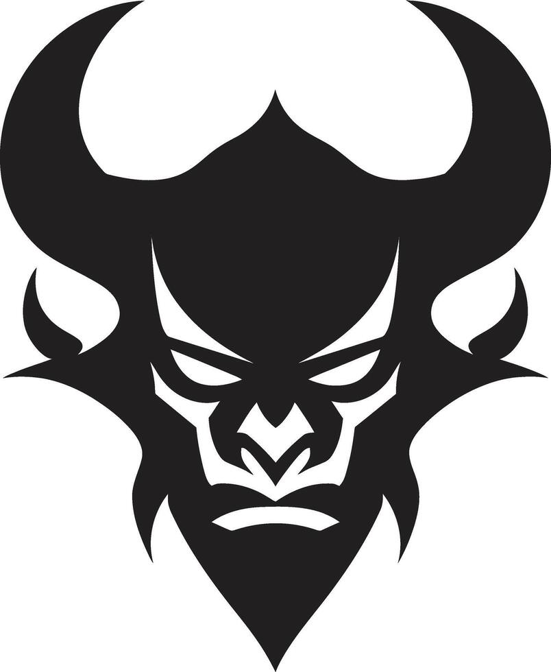 Oni Head Silhouette Noir Inspired Black Art Mystical Oni Sleek Black vector