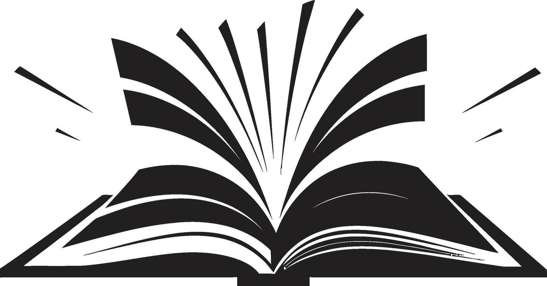 Noir Knowledge Unveiled Sleek Black with Open Book Art Elegant Book Intricate for a Captivating Brand vector