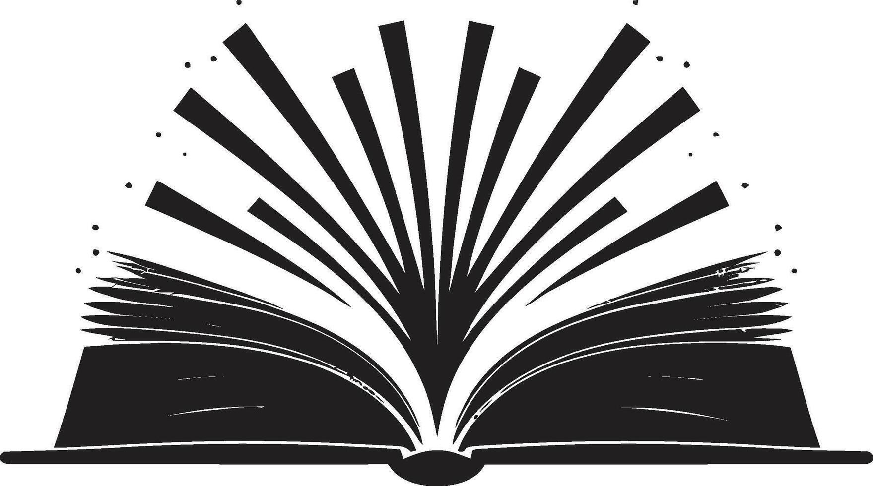 Opened Knowledge Sleek Black with Open Book Illustration Pages of Insight Unveiled Stylish Emblem for a Captivating Look vector