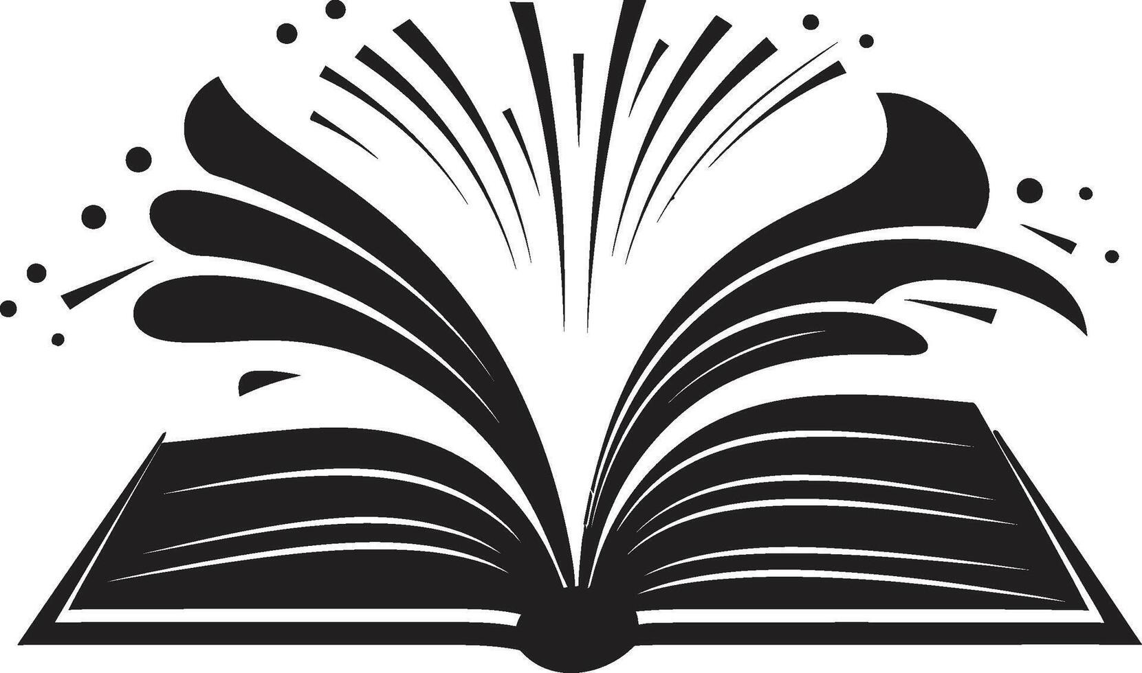 Sleek Pages Unveiled Contemporary Emblem in Noir Black Noir Book Stylish Black Illustration with Open Book vector