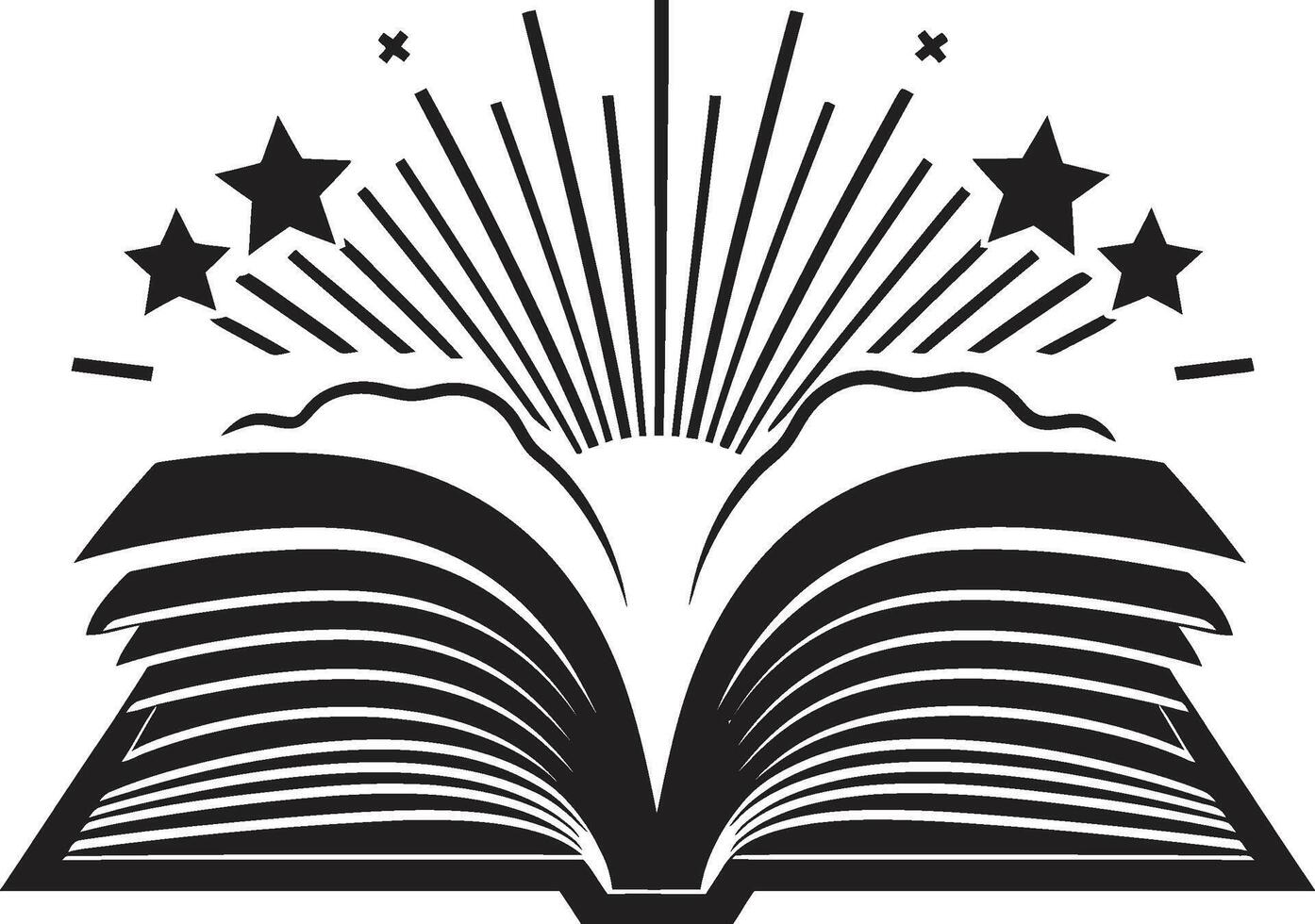 Knowledge Unveiled Dark with Intricate Book Contemporary Book Pages Chic Black Emblem with Open Book Art vector
