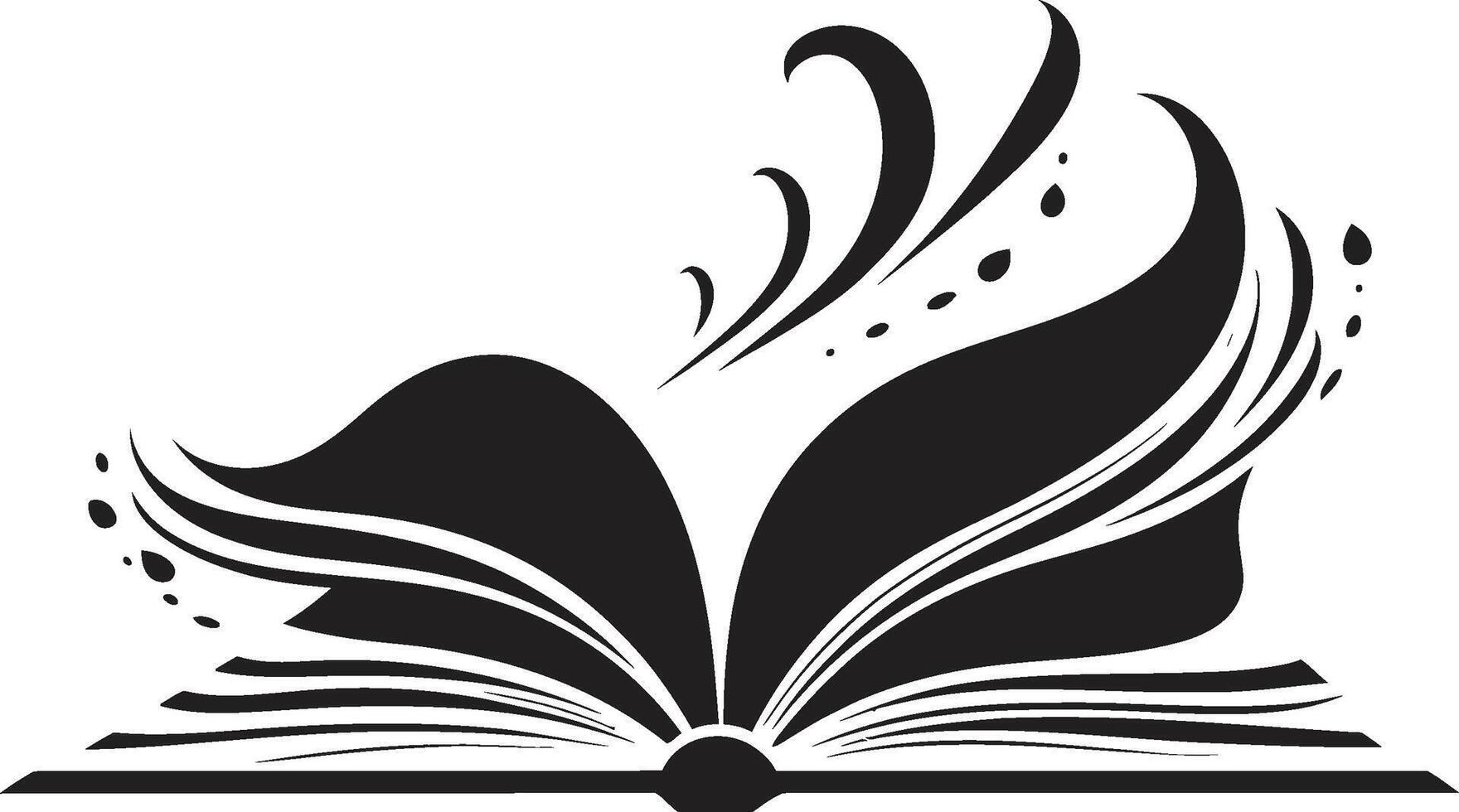 Opened Wisdom Graphic Sleek Black with Elegant Noir Book Pages Intricate Illustration for a Captivating Look vector