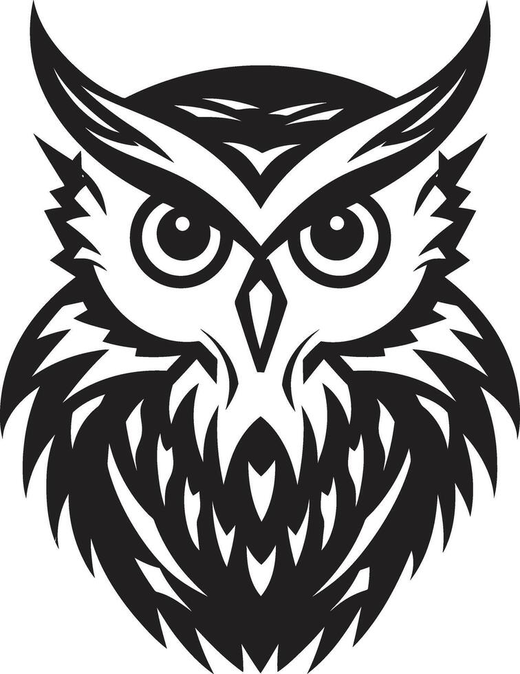 Wise Owl Emblem Intricate Black for Modern Branding Night Watch Sleek Black Illustration with Owl vector
