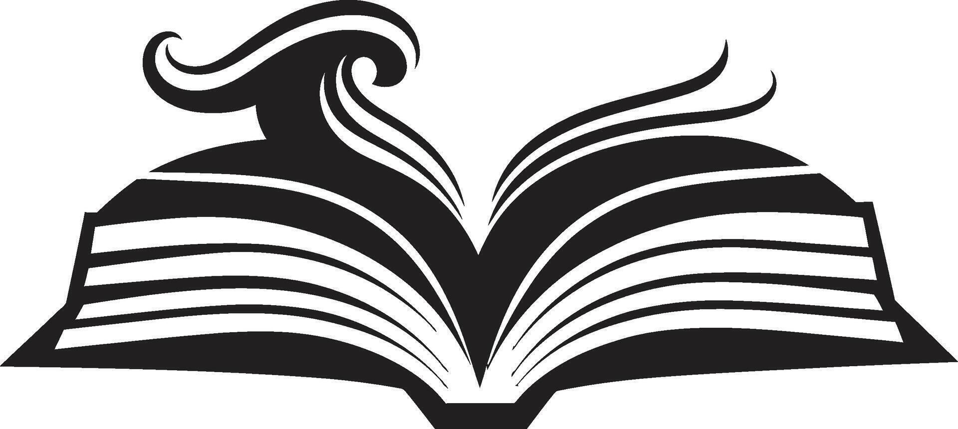 Opened Book Elegance Modern in Noir Black Reading Pages Unveiled Stylish Black with Book vector