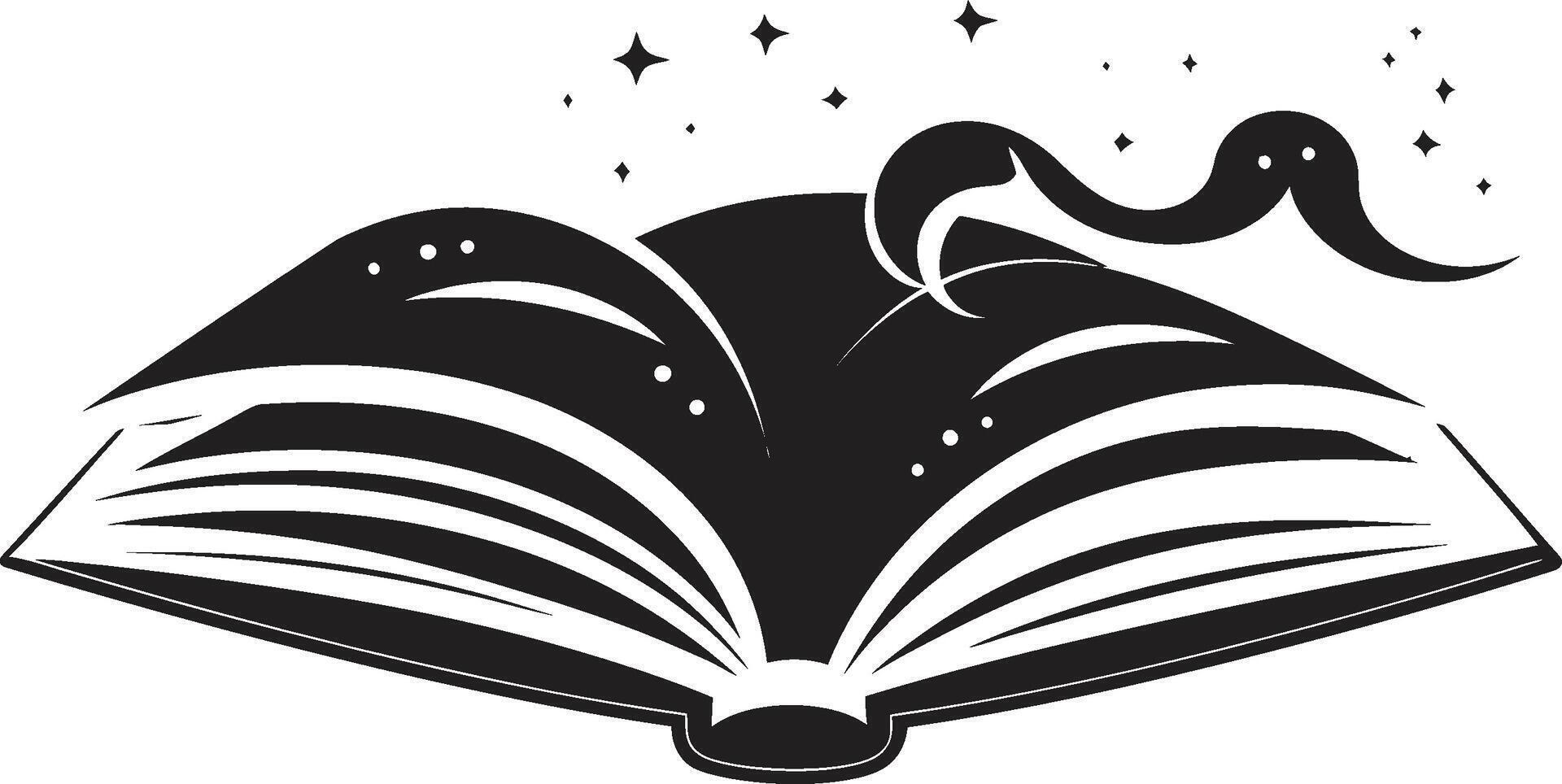 Contemporary Book Graphic Sleek Emblem for a Modern Look Noir Book Pages Elegant Black Illustration with Open Book vector