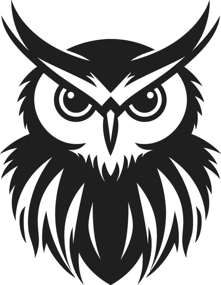 Wise Guardian Emblem Intricate Art with Noir Black Touch Noir Owl Silhouette Chic Black for a Captivating Brand vector