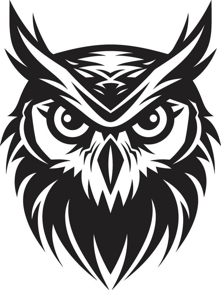 Moonlit Owl Graphic Noir Illustration for a Captivating Look Dark Nocturne Sleek Black Emblem with Owl vector