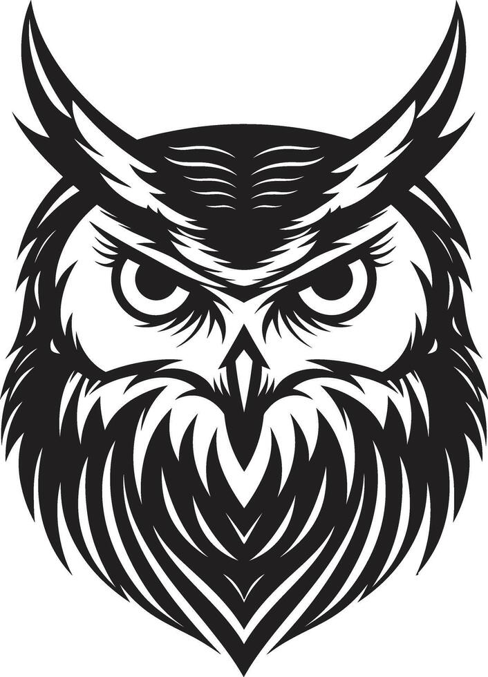 Wise Guardian Intricate Illustration in Noir Black Noir Owl Profile Sleek Black with a Touch of Mystery vector