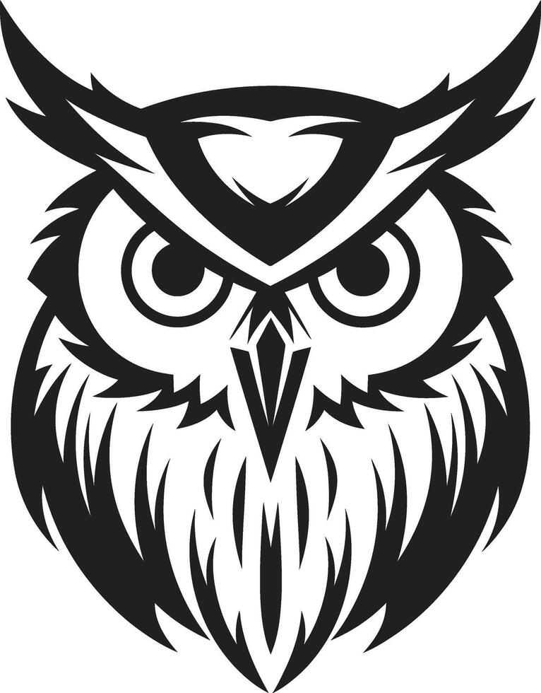 Wise Guardian Emblem Contemporary Art with Elegant Owl Touch Noir Owl Silhouette Chic for a Captivating Brand vector