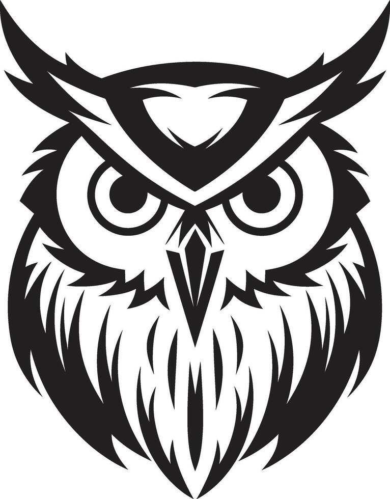 Wise Guardian Emblem Contemporary Art with Elegant Owl Touch Noir Owl Silhouette Chic for a Captivating Brand vector