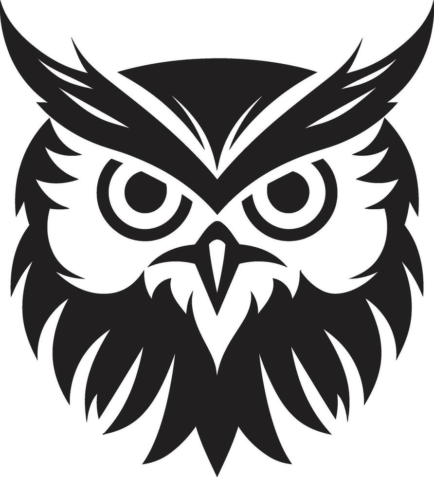 Dark Owl Silhouette Intricate Noir Inspired Black Nocturnal Guardian Sleek with Elegant Owl Emblem vector