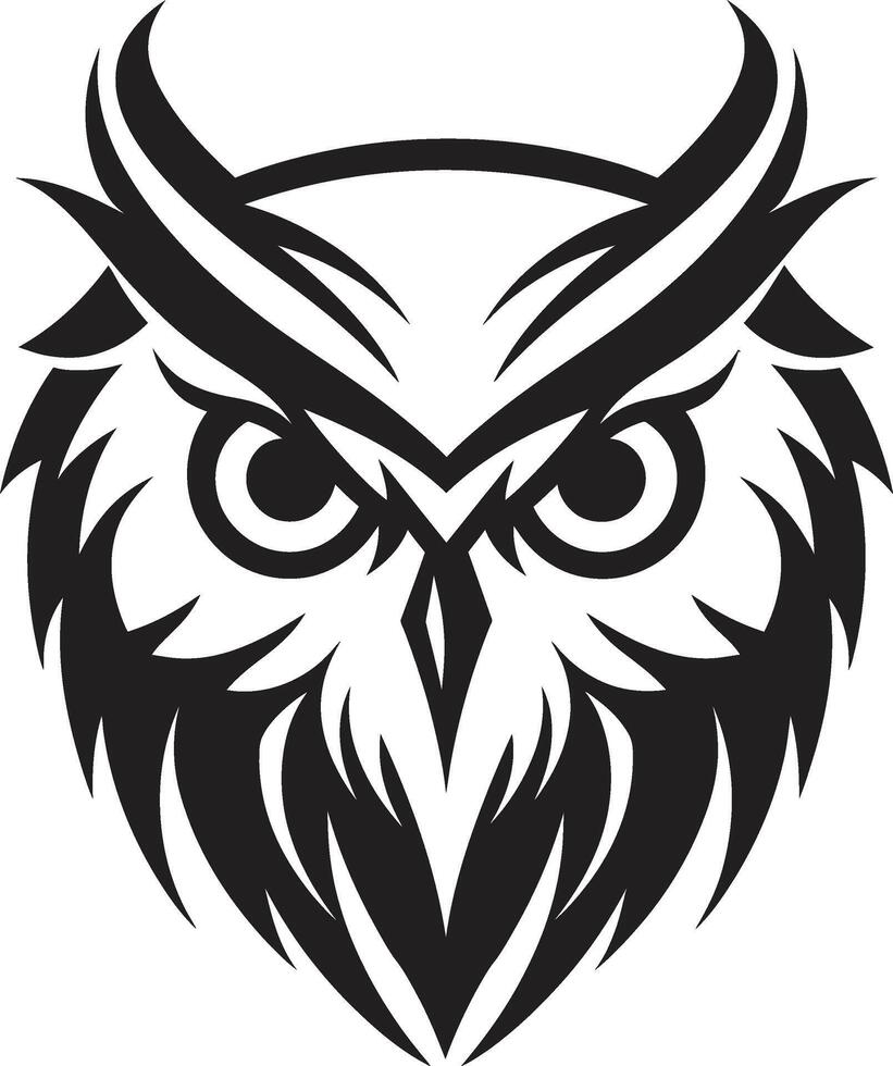 Contemporary Owl Sleek Art with a Touch of Mystery Mystical Nocturne Intricate Black Emblem with Owl Illustration vector