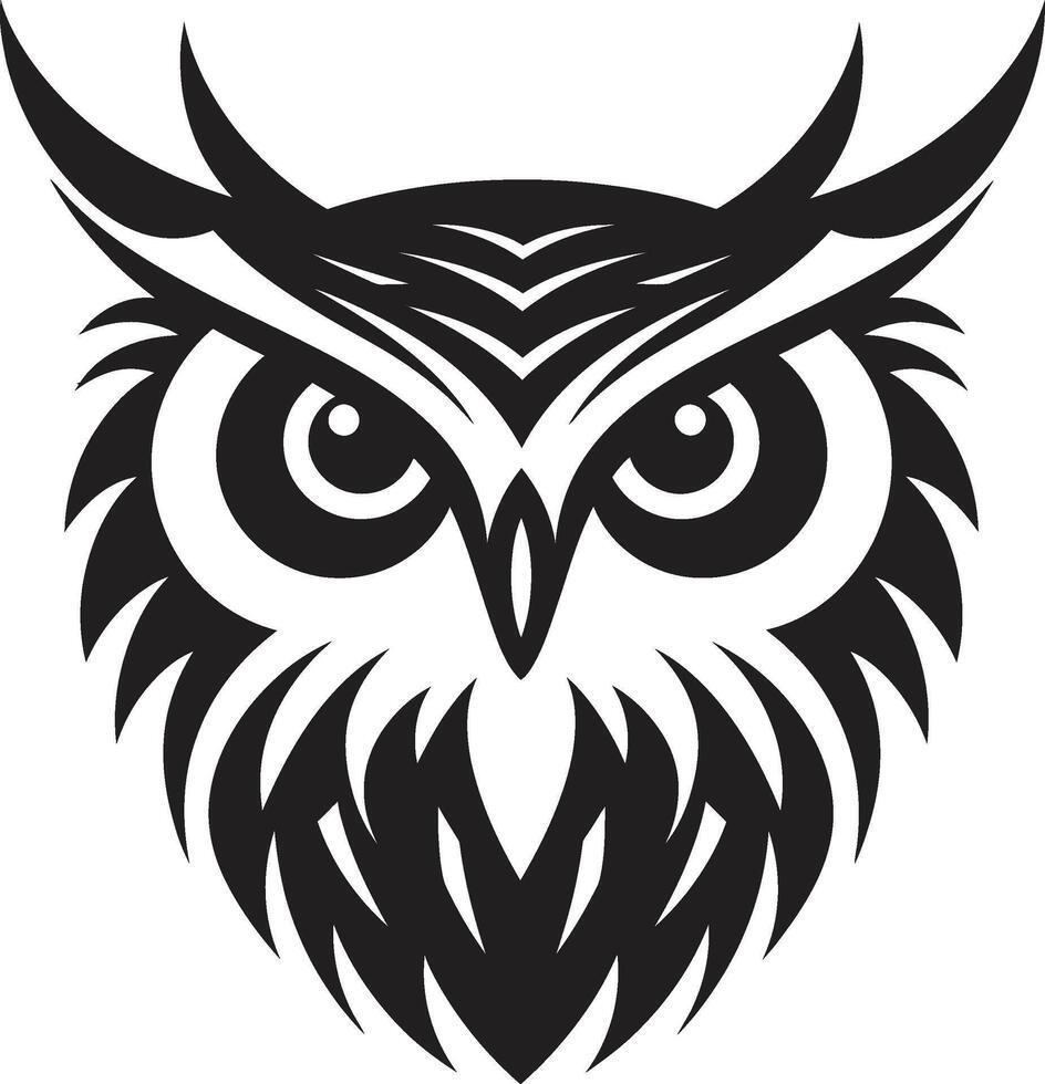 Nocturnal Guardian Stylish with Owl Silhouette Wise Owl Emblem Intricate Black Art for Modern Branding vector