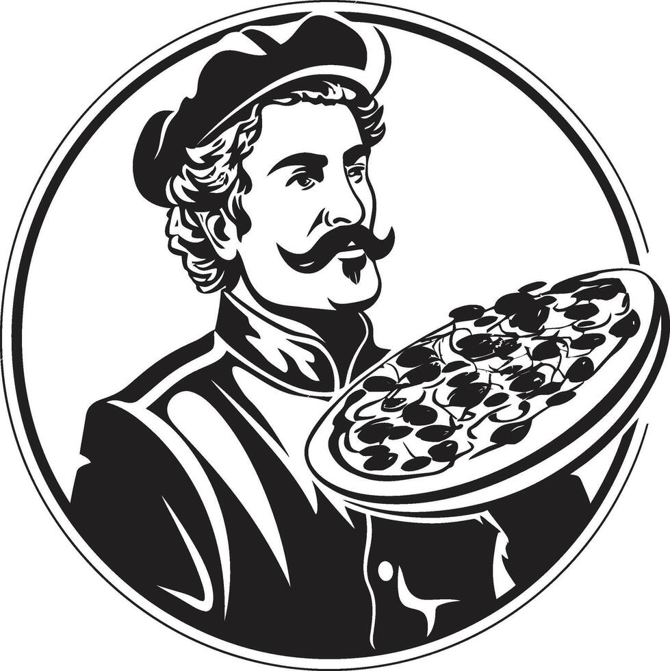 Noir Pizza Craft Chic Black Illustration for Delectable Branding Taste Sensation Elegant with Bold Black Culinary vector