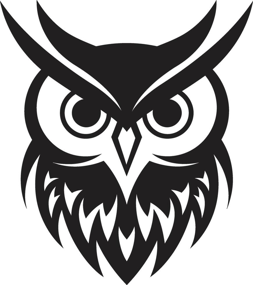 Eagle eyed Wisdom Noir Inspired Owl Shadowed Owl Graphic Elegant Black Illustration with a Touch of Mystery vector