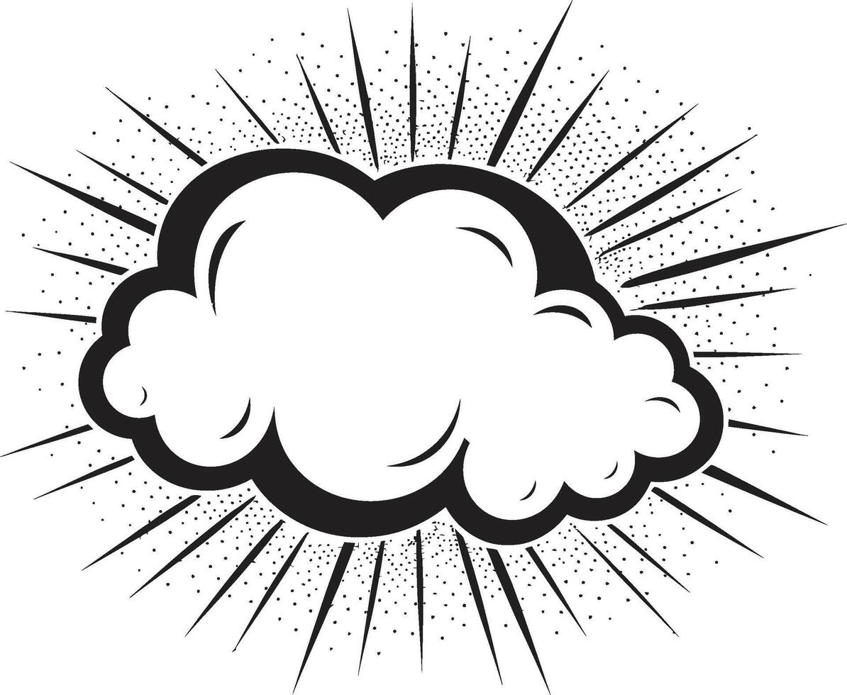 Lively Lex PopArt Comic Cloud Retro Rhetoric Black Speech Bubble Emblem in vector