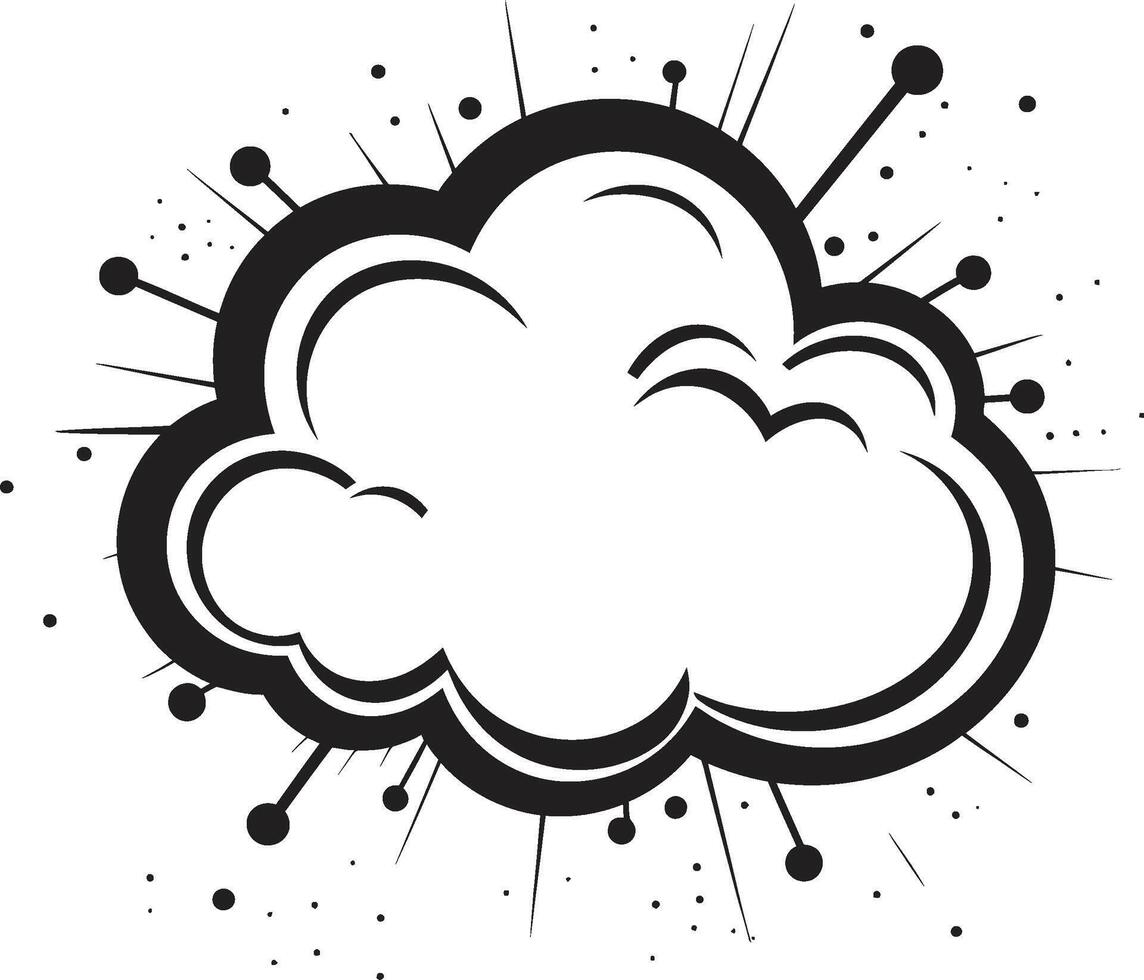 Comic Cloud Burst Retro Black Speech Bubble Emblem Ink Splash Bubble ic PopArt Comic vector