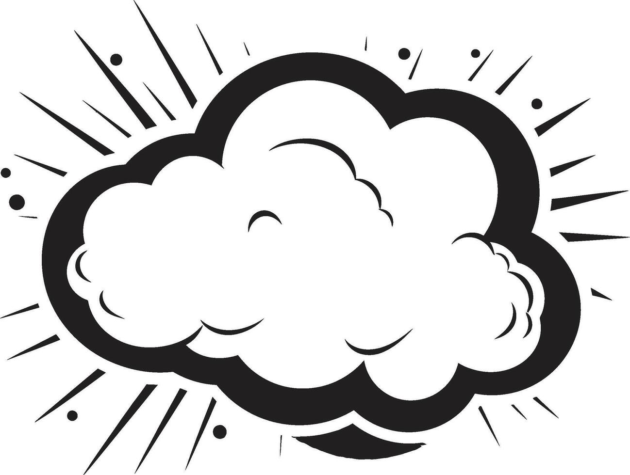 Dynamic Discourse Speech Bubble in Black Whimsical Wordplay PopArt Comic Speech Cloud vector