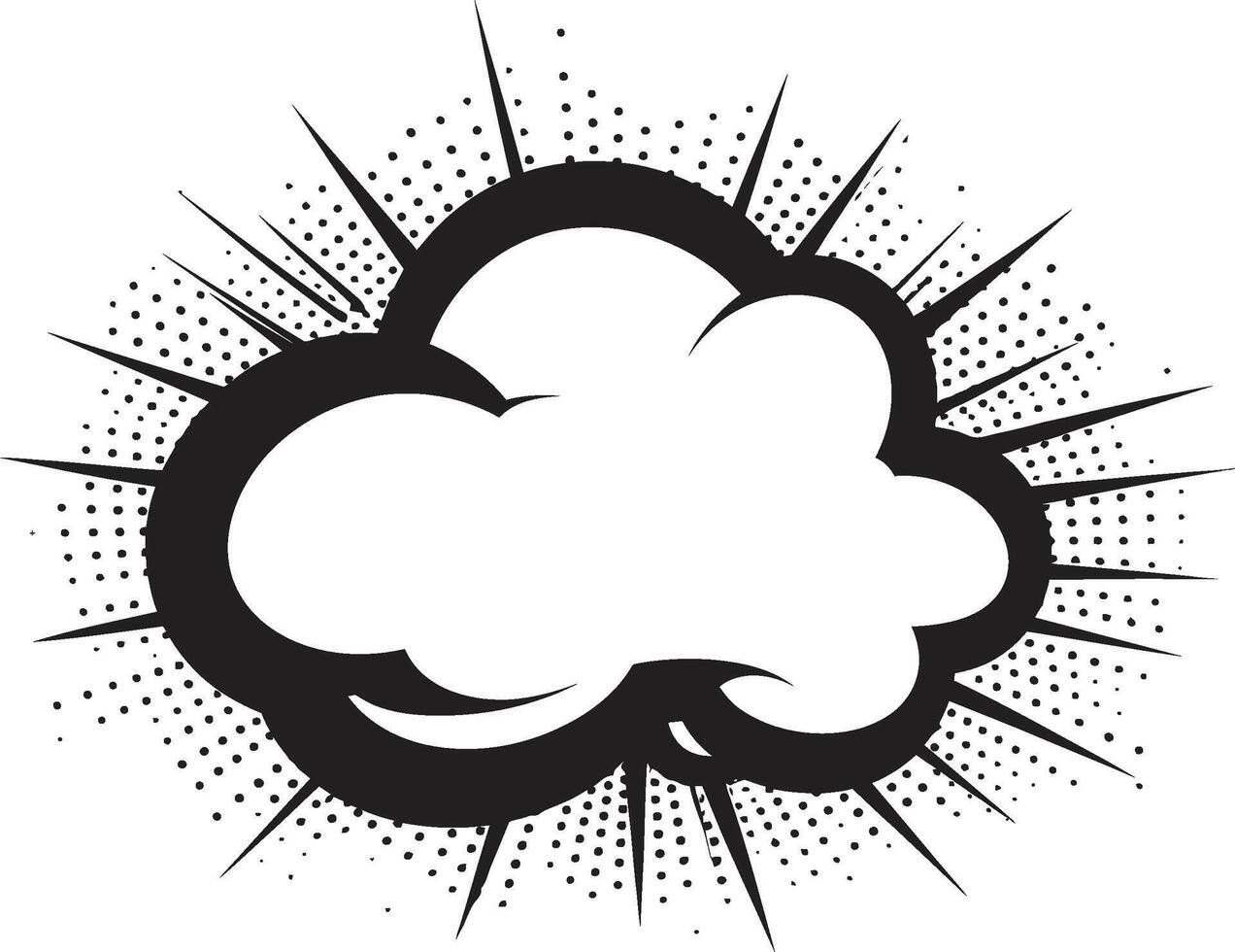 Lively Language ic PopArt Comic Cloud Whimsical Wordplay PopArt Speech Cloud Emblem vector