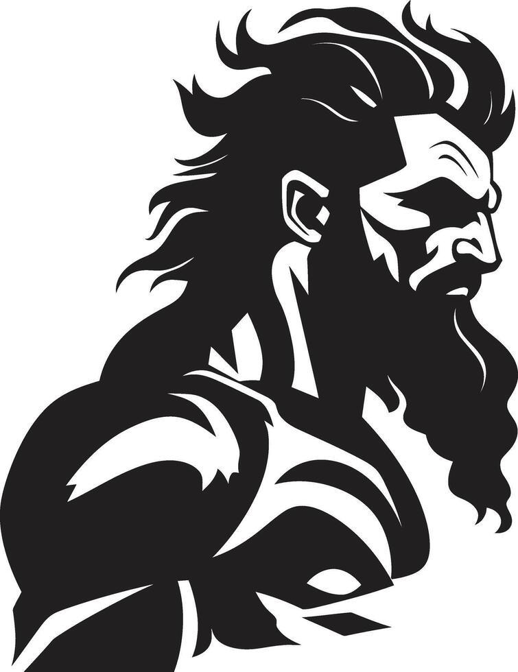 Poseidons Pose Unveiled in Monochrome, 80 Words of Mystique Neptunes Legacy Poseidon Gods Black ic in 80 Words or Less vector