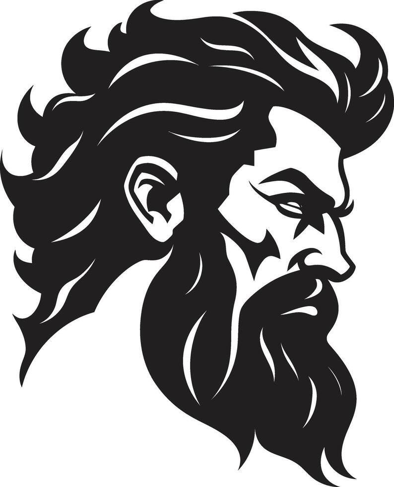 Undersea Deity Poseidons Regal in Black Mythical Majesty Poseidons Emblem in Monochrome vector
