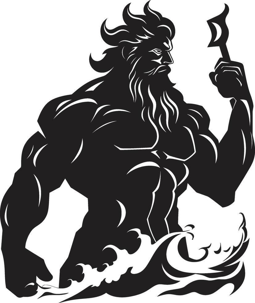 Ocean Ruler Poseidon Gods Regal Emblematic Black Neptunian Nobility Poseidons Black Emblem in 80 Words vector