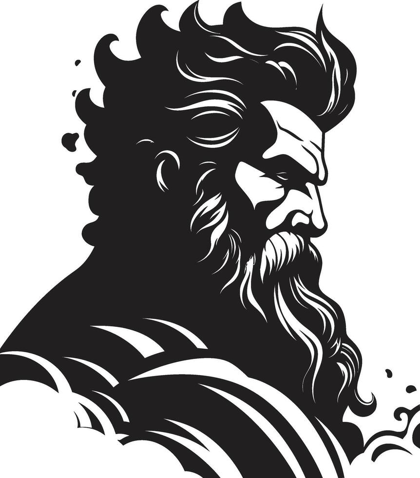 Neptunian Nobility Poseidons Black in 80 Words Sea Sovereignty Poseidons Emblematic Black in vector