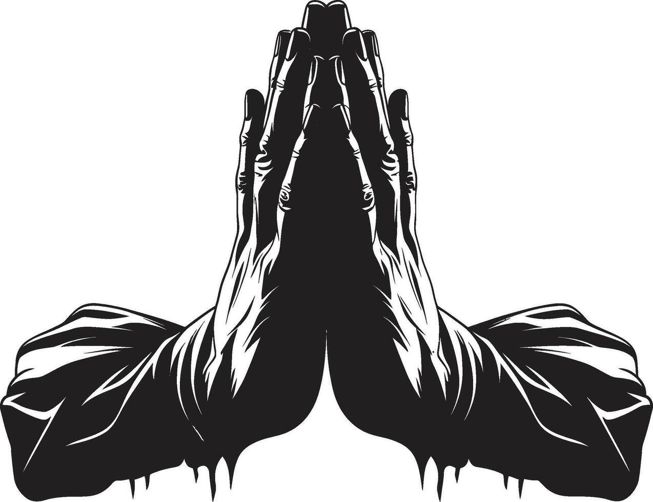 Prayerful Presence Monochrome Praying Hands in 80 Words Sacred Symbolism Praying Hands Black in Brilliance vector