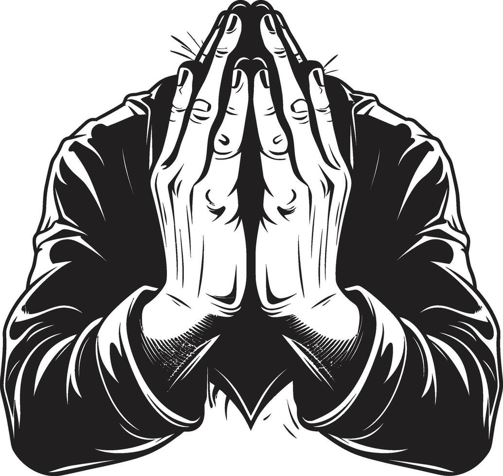 Spiritual Symbol Praying Hands Black in 80 Words Harmony of Heart Praying Hands in Black ic vector