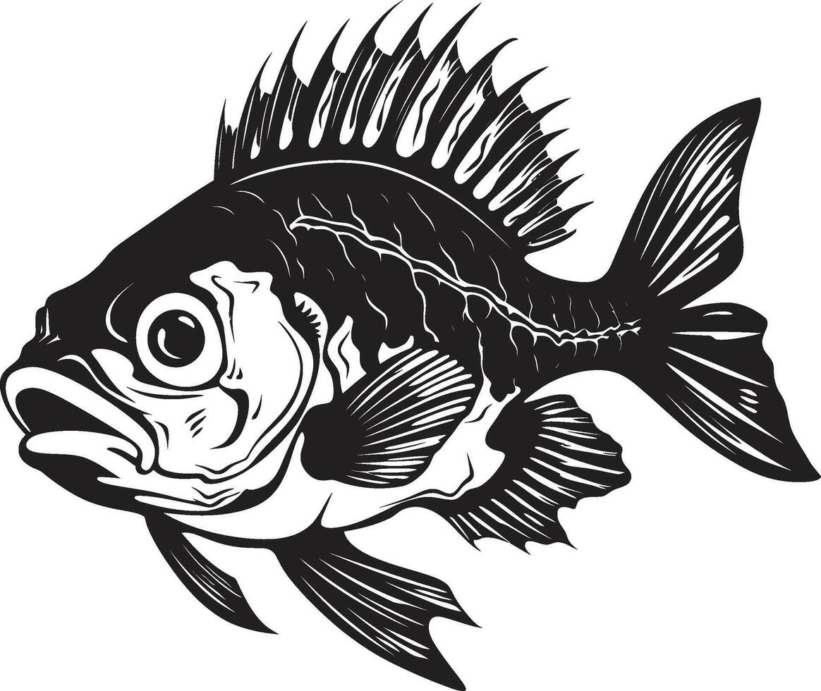 Eerie Exoskeleton ic Predator Fish Skeleton in Black Bone Chilling Presence Black for Predator Fish Skeleton Emblem vector