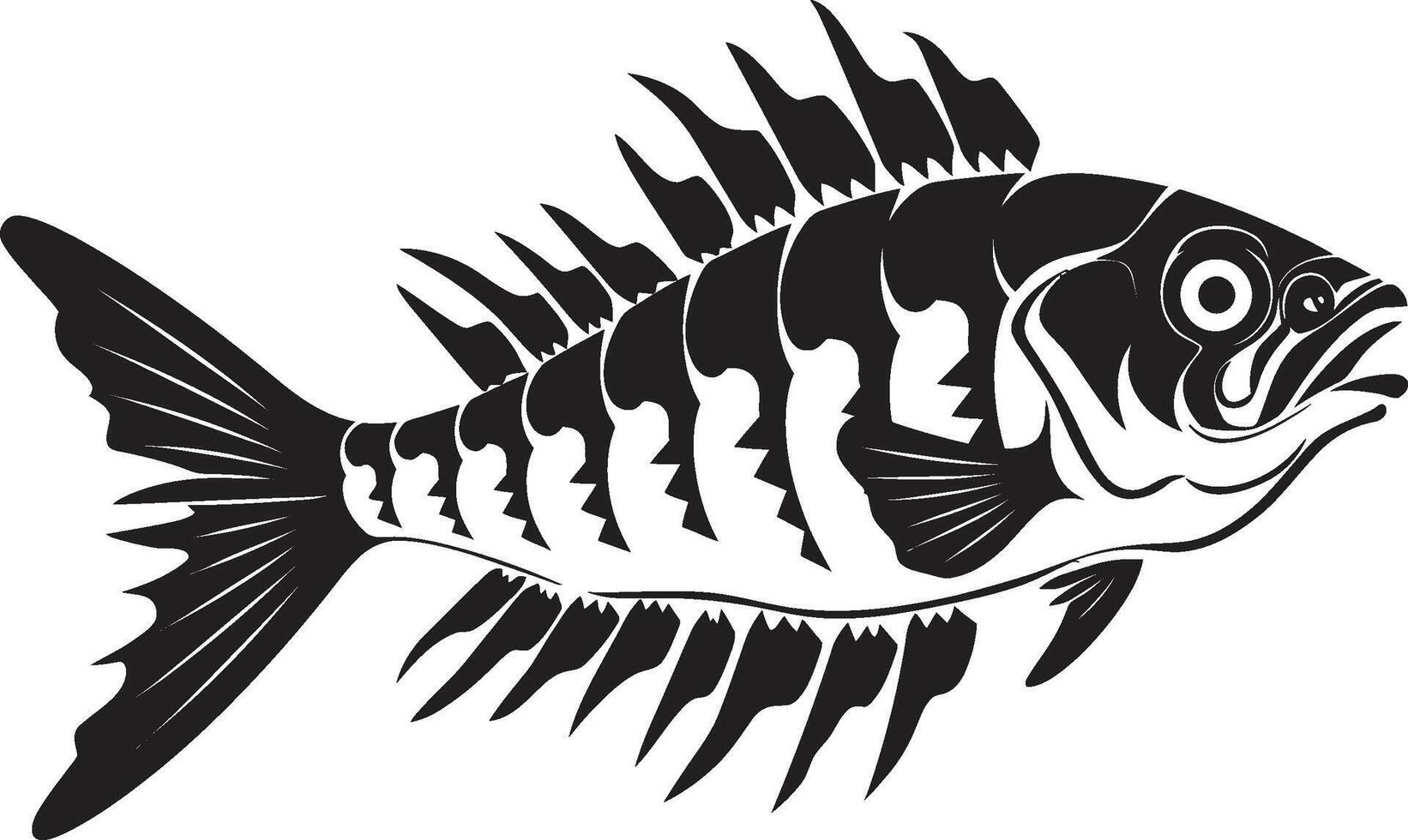 Abyssal Aura Black of Predator Fish Skeleton Dreadful Dorsal Minimalistic Predator Fish Skeleton in Black vector