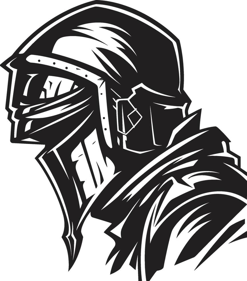 Noir Lament Elegant Black Sad Knight Soldier Emblem Tearful Templar Black for Sad Knight Soldier vector