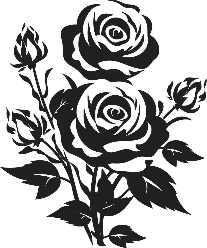 noir florales negro de Rosa ramo de flores eterno ramo de flores ic negro Rosa ramo de flores emblema en vector