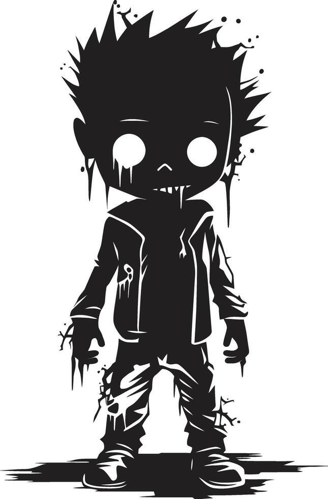 Siniestro niño de el muertos vivientes ic negro zombi niño emblema misterioso descendencia negro para de miedo zombi niño vector