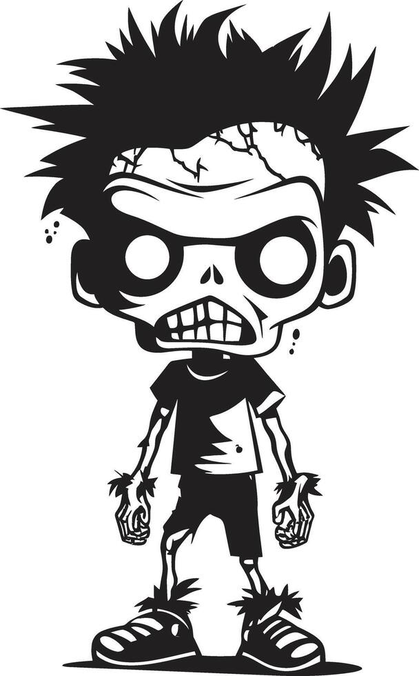 Unearthly Offspring Black for Scary Zombie Kid Dreadful Little Ones Black Zombie Kid in Elegant vector