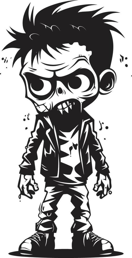 Creepy Totem Terrors Black for Scary Zombie Kid Emblem Fearful Infants Black ic Zombie Kid in Elegant vector