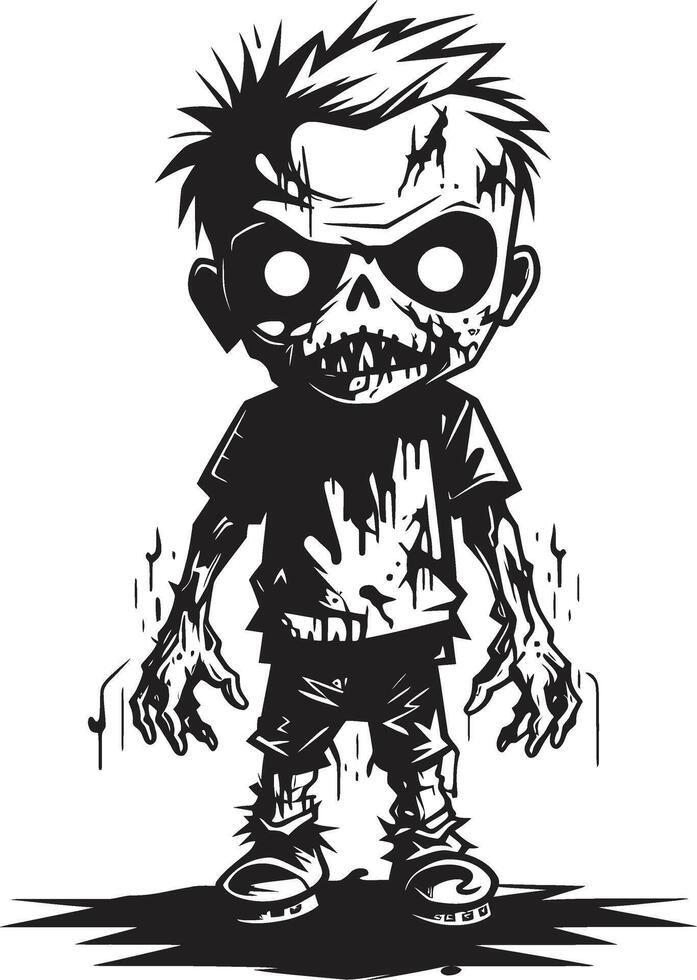 aterrador infantes negro para de miedo zombi niño emblema muertos vivientes pequeño unos ic negro zombi niño en elegante vector