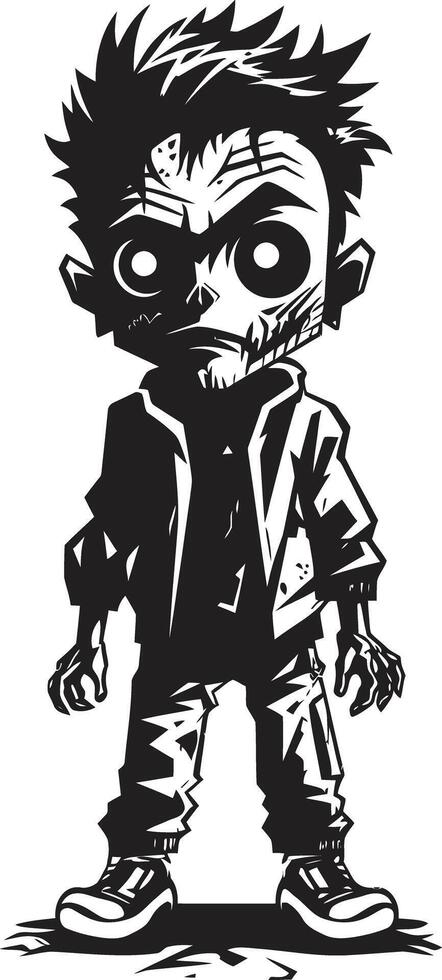 fantasmal herederos negro para de miedo zombi niño Siniestro tótem terrores negro para de miedo zombi niño emblema vector