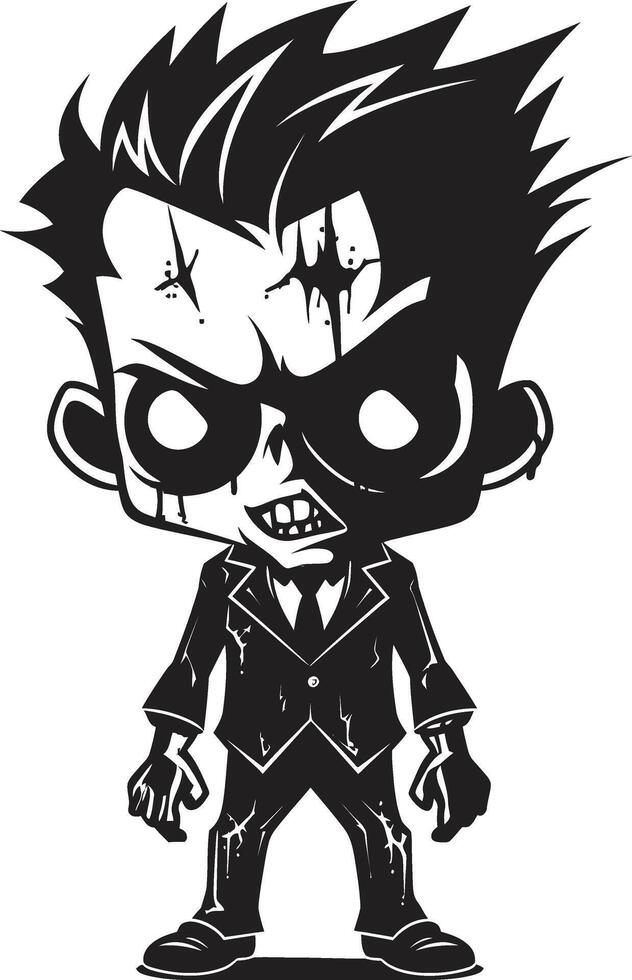 Chilling Children ic Black Zombie Kid Emblem Little Nightmares Black for Scary Zombie Kid vector
