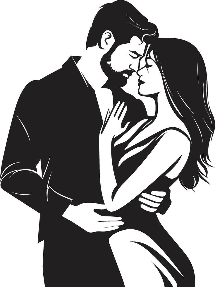 Steamy Synchrony Black ic Seductive Couple in Irresistible Connection Elegant of Black Seductive Couple vector