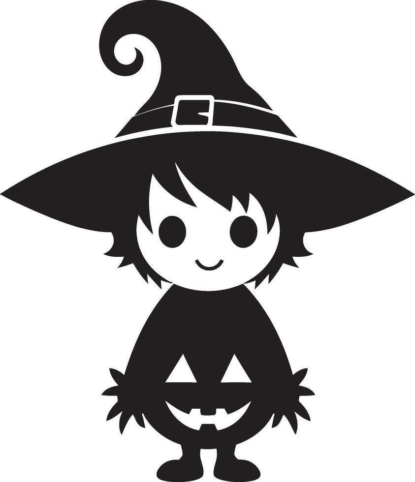 Trick or Treat Trio Halloween Character Potion Making Pumpkin Cute Halloween vector