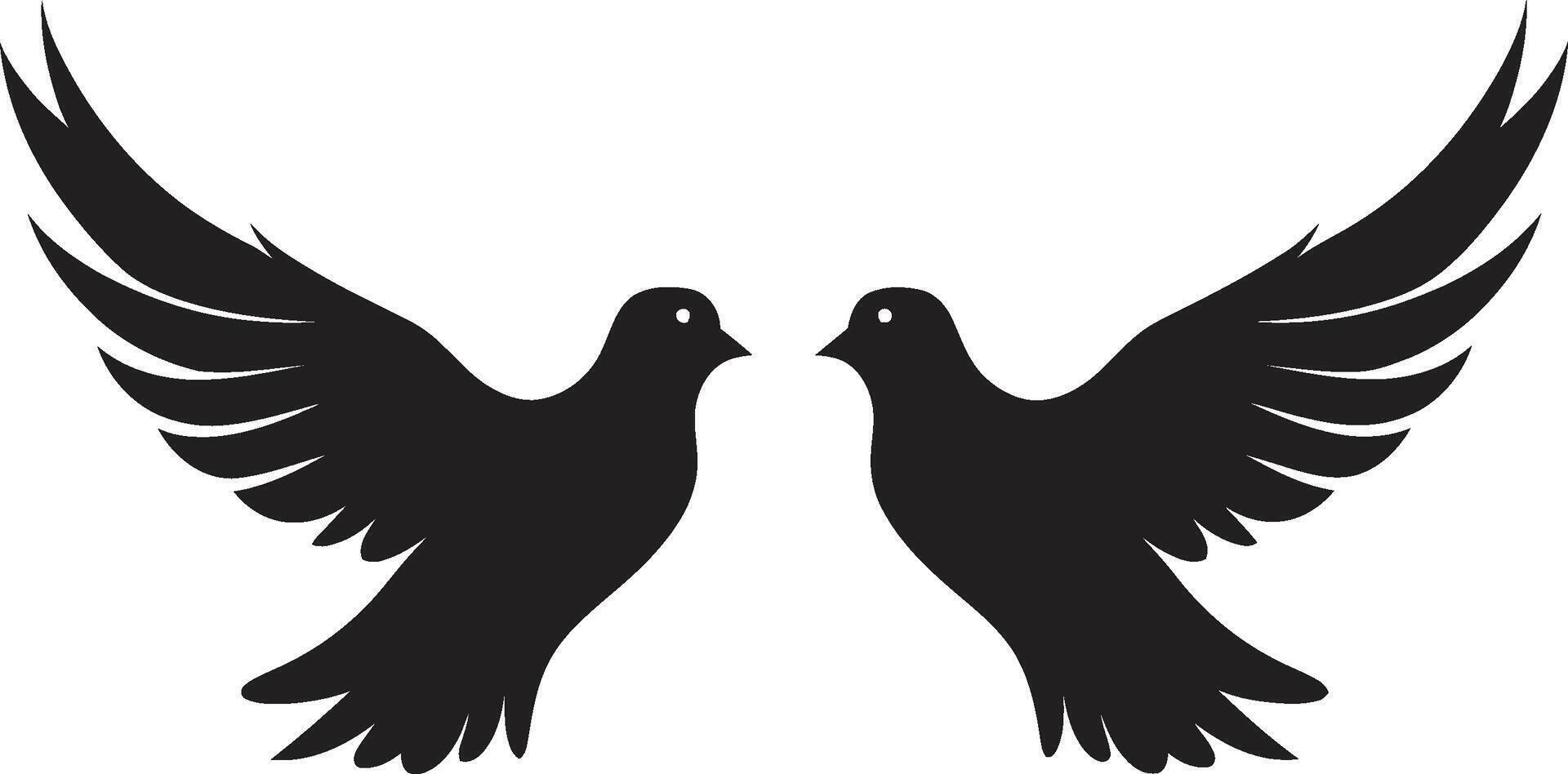 Loving Wings Dove Pair Winged Whispers Emblem of a Dove Pair vector