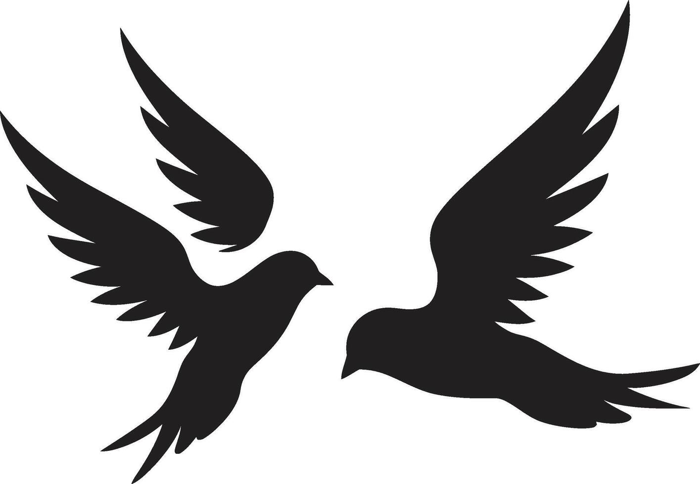 Pair of Peace Dove Pair Emblem Wings of Unity of a Dove Pair vector